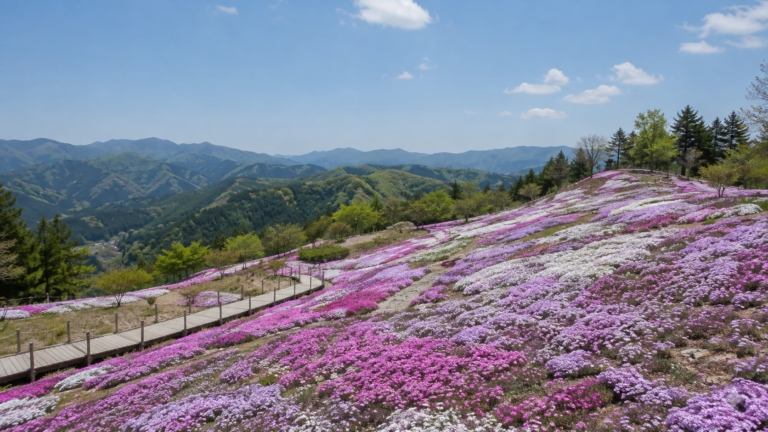 茶臼山高原の芝桜｜奥三河の標高と山村の手仕事を知る